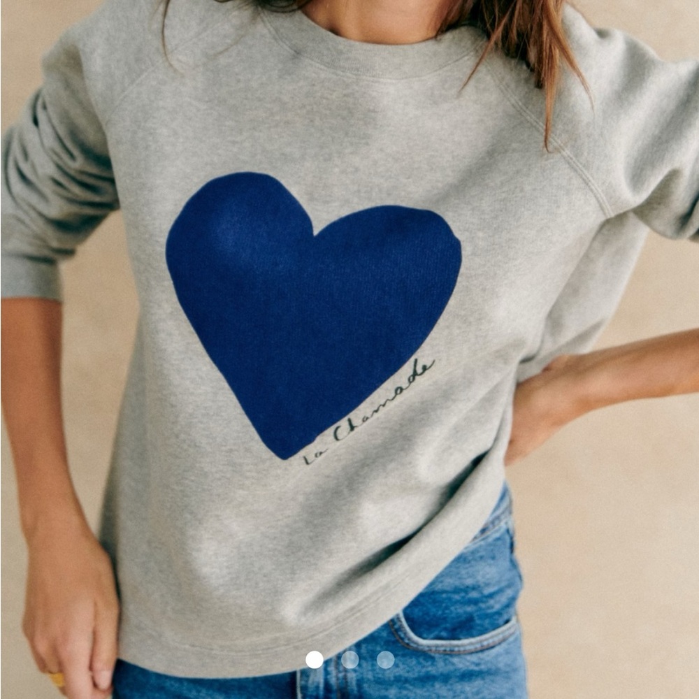 Sezane La Chamade Sweatshirt with Blue Heart